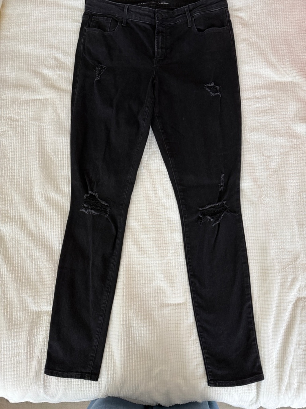 Old Navy Mid-Rise Pop Icon Black Ripped Skinny Jeans size 12 Tall